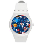 Usa 4th July America Independence Day Round Plastic Sport Watch (M)