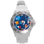 Usa 4th July America Independence Day Round Plastic Sport Watch (L)