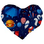 Usa 4th July America Independence Day Large 19  Premium Heart Shape Cushion