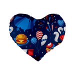 Usa 4th July America Independence Day Standard 16  Premium Flano Heart Shape Cushion 