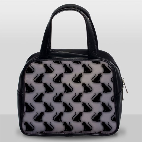 Black Cats On Gray Classic Handbag (Two Sides) from ArtsNow.com Front