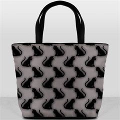 Black Cats On Gray Bucket Bag from ArtsNow.com Front