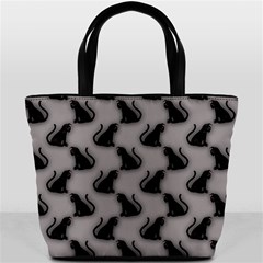 Black Cats On Gray Bucket Bag from ArtsNow.com Back