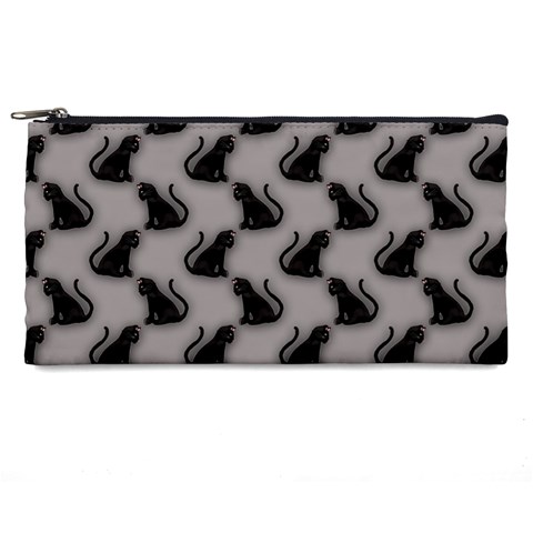 Black Cats On Gray Pencil Cases from ArtsNow.com Front