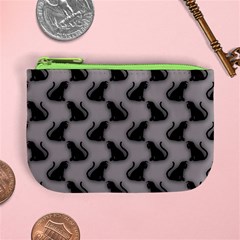 Black Cats On Gray Mini Coin Purse from ArtsNow.com Front