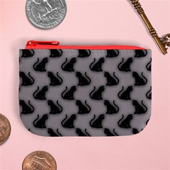 Black Cats On Gray Mini Coin Purse from ArtsNow.com Front