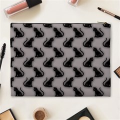 Black Cats On Gray Cosmetic Bag (XL) from ArtsNow.com Back