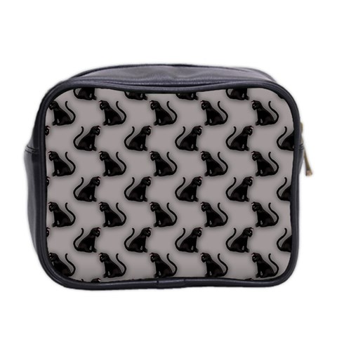 Black Cats On Gray Mini Toiletries Bag (Two Sides) from ArtsNow.com Back