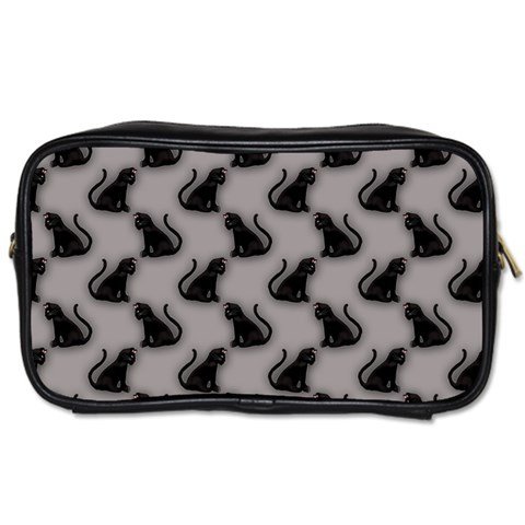 Black Cats On Gray Toiletries Bag (One Side) from ArtsNow.com Front