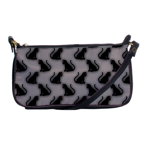 Black Cats On Gray Shoulder Clutch Bag from ArtsNow.com Front