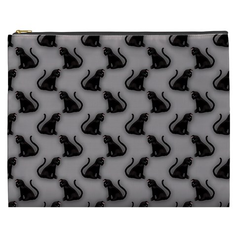 Black Cats On Gray Cosmetic Bag (XXXL) from ArtsNow.com Front