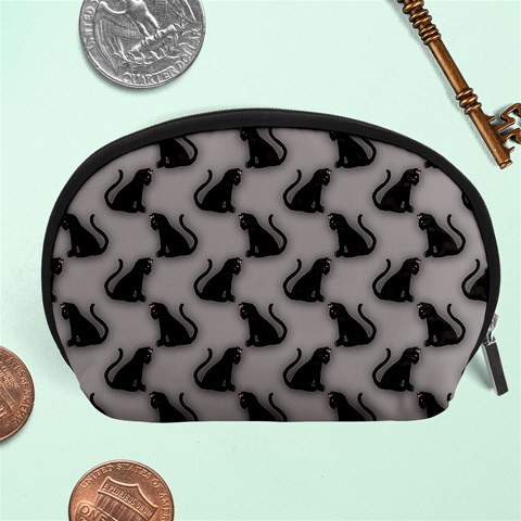 Black Cats On Gray Accessory Pouch (Large) from ArtsNow.com Front