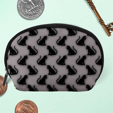 Black Cats On Gray Accessory Pouch (Large) from ArtsNow.com Back