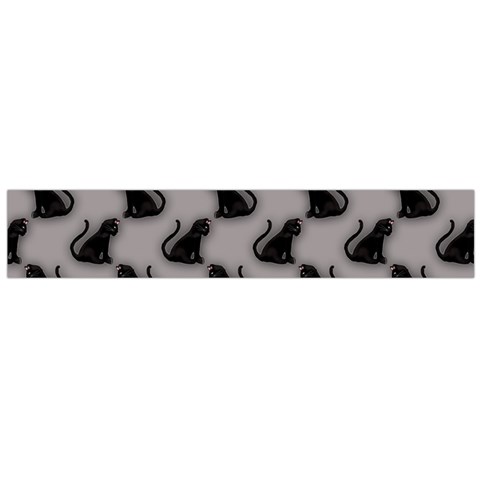 Black Cats On Gray Large Flano Scarf  from ArtsNow.com Front