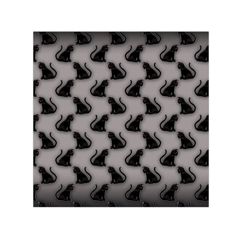 Black Cats On Gray Small Satin Scarf (Square) from ArtsNow.com Front