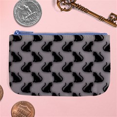 Black Cats On Gray Large Coin Purse from ArtsNow.com Front