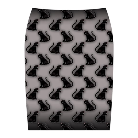 Black Cats On Gray Midi Wrap Pencil Skirt from ArtsNow.com Back