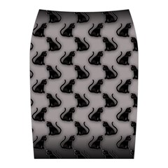 Black Cats On Gray Midi Wrap Pencil Skirt from ArtsNow.com Back