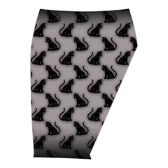 Black Cats On Gray Midi Wrap Pencil Skirt from ArtsNow.com  Front Right 