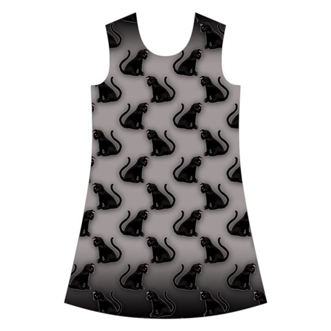 Black Cats On Gray Kids  Short Sleeve Velvet Dress from ArtsNow.com Front