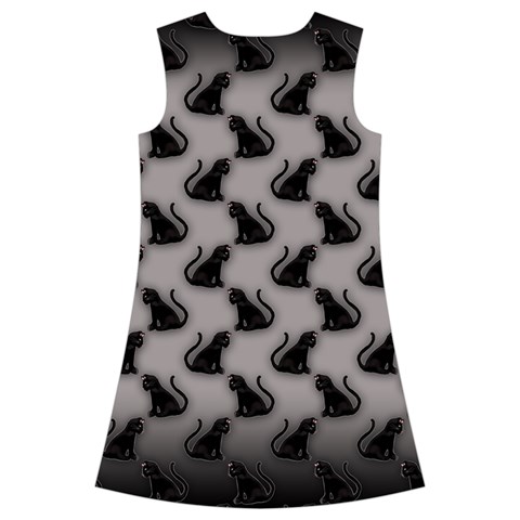 Black Cats On Gray Kids  Short Sleeve Velvet Dress from ArtsNow.com Back