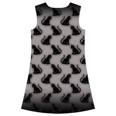 Black Cats On Gray Kids  Short Sleeve Velvet Dress from ArtsNow.com Back