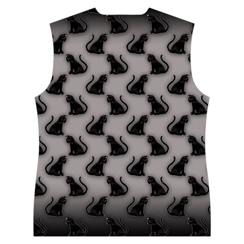 Black Cats On Gray Women s Button Up Vest from ArtsNow.com Back