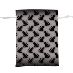 Black Cats On Gray  Lightweight Drawstring Pouch (XL) from ArtsNow.com Front