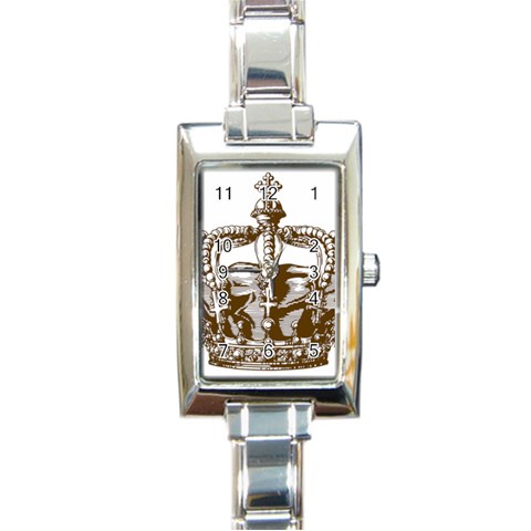 Crown001_brown Rectangular Italian Charm Watch from ArtsNow.com Front