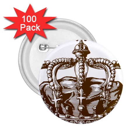 Crown001_brown 2.25  Button (100 pack) from ArtsNow.com Front