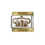 Crown001_brown Gold Trim Italian Charm (9mm)