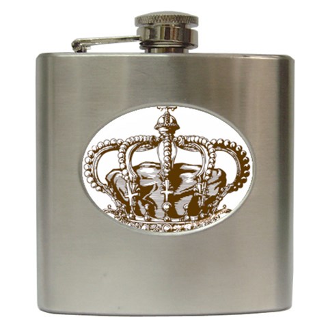 Crown001_brown Hip Flask (6 oz) from ArtsNow.com Front