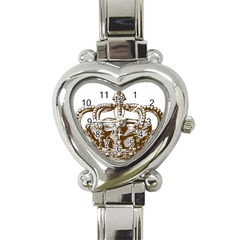 Crown001_brown Heart Italian Charm Watch from ArtsNow.com Front