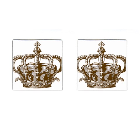 Crown001_brown Cufflinks (Square) from ArtsNow.com Front(Pair)