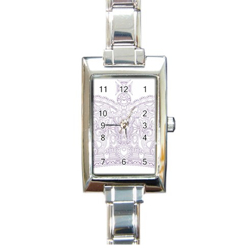 Crown008_purple Rectangular Italian Charm Watch from ArtsNow.com Front