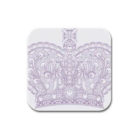 Crown008_purple Rubber Square Coaster (4 pack) from ArtsNow.com Front