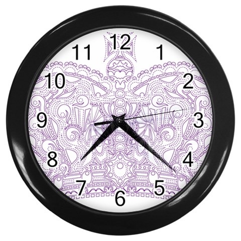 Crown008_purple Wall Clock (Black) from ArtsNow.com Front