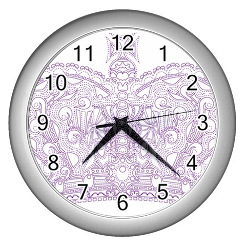 Crown008_purple Wall Clock (Silver) from ArtsNow.com Front