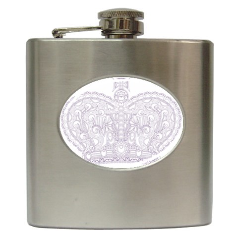 Crown008_purple Hip Flask (6 oz) from ArtsNow.com Front