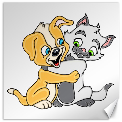 Puppy And Siamese Love Canvas 16  x 16  (Unframed) from ArtsNow.com 15.2 x15.41  Canvas - 1