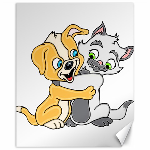 Puppy And Siamese Love Canvas 16  x 20  (Unframed) from ArtsNow.com 15.75 x19.29  Canvas - 1