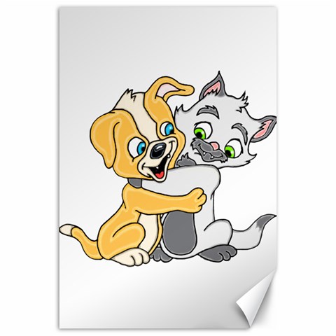 Puppy And Siamese Love Canvas 20  x 30  (Unframed) from ArtsNow.com 19.62 x28.9  Canvas - 1