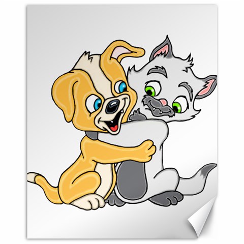 Puppy And Siamese Love Canvas 11  x 14  (Unframed) from ArtsNow.com 10.95 x13.48  Canvas - 1