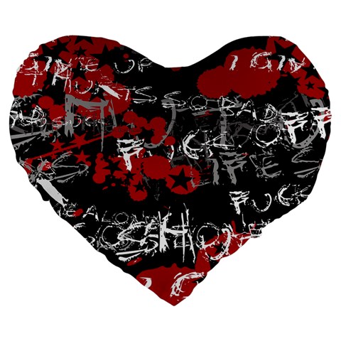 Emo Graffiti Large 19  Premium Flano Heart Shape Cushion from ArtsNow.com Front