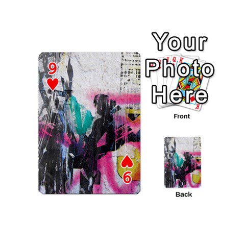 Graffiti Grunge Playing Cards 54 Designs (Mini) from ArtsNow.com Front - Heart9