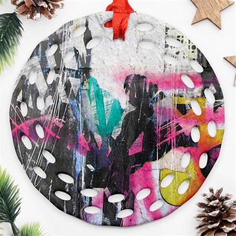 Graffiti Grunge Round Filigree Ornament (Two Sides) from ArtsNow.com Back