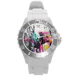 Graffiti Grunge Round Plastic Sport Watch (L)