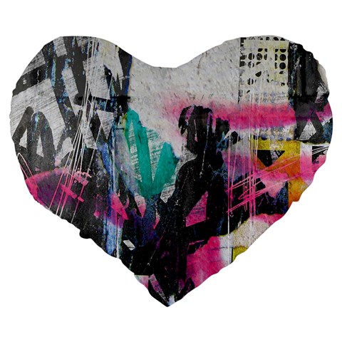 Graffiti Grunge Large 19  Premium Flano Heart Shape Cushion from ArtsNow.com Back