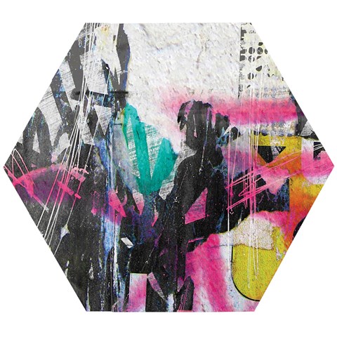 Graffiti Grunge Wooden Puzzle Hexagon from ArtsNow.com Front