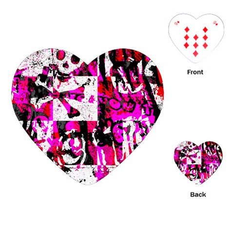 Pink Checker Graffiti Playing Cards Single Design (Heart) from ArtsNow.com Front